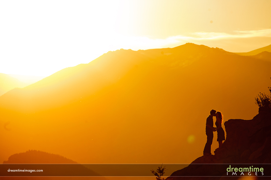 couple in front of rocky mountain national park