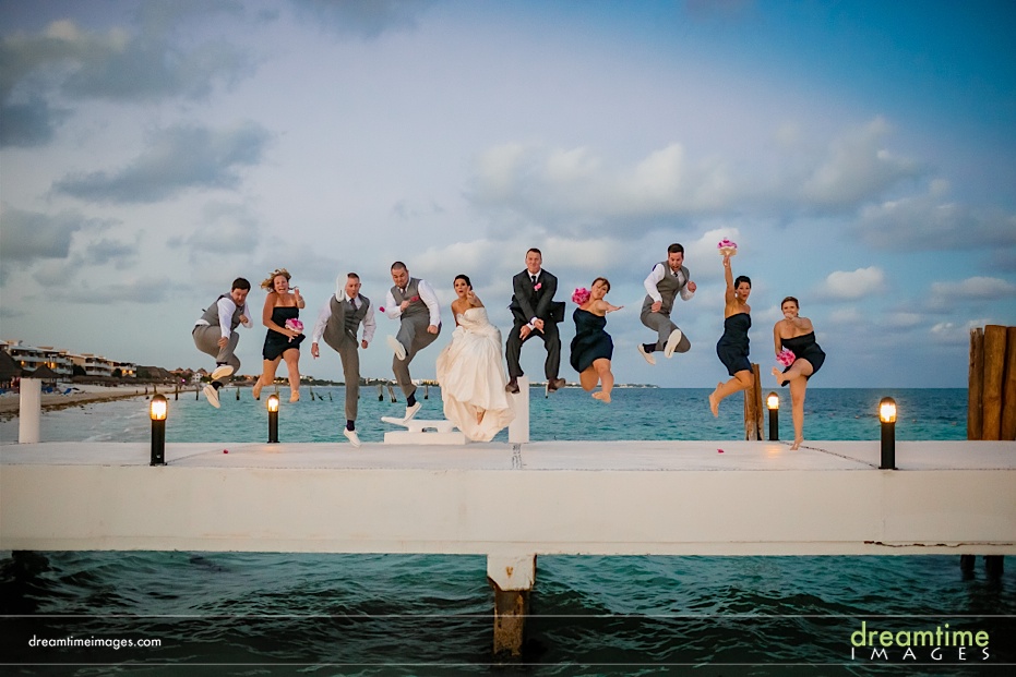 jumping bridal party